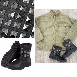 PALLADIUM Baggy Black Studded Leather Boots